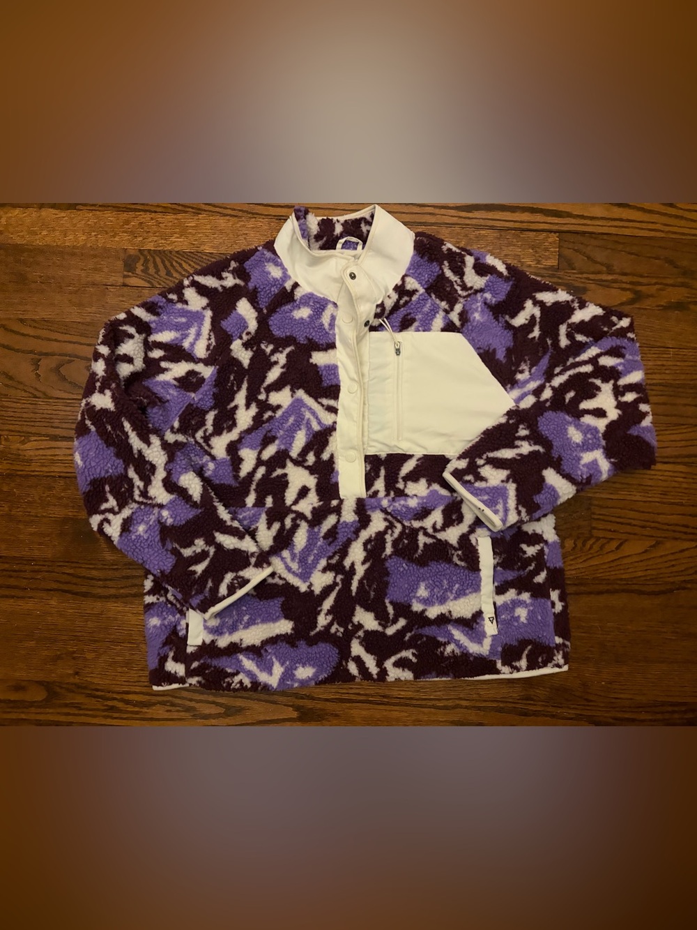 Cozy Purple Marble Sherpa Teddy Jacket with Cream Overlay